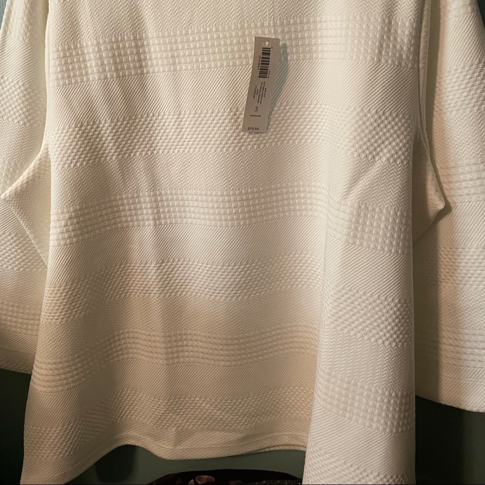 Textured ponte top off white never worn with tags sleeve 3/4 length